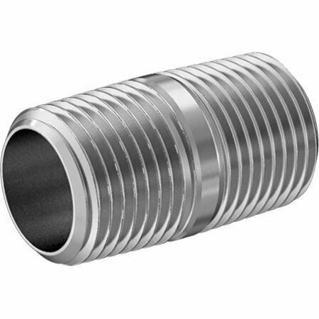 BSC PREFERRED Standard-Wall 304/304L Stainless ST Threaded Pipe Threaded on Both Ends 1/2 BSPT x NPT 1-1/2 Long 2427K142